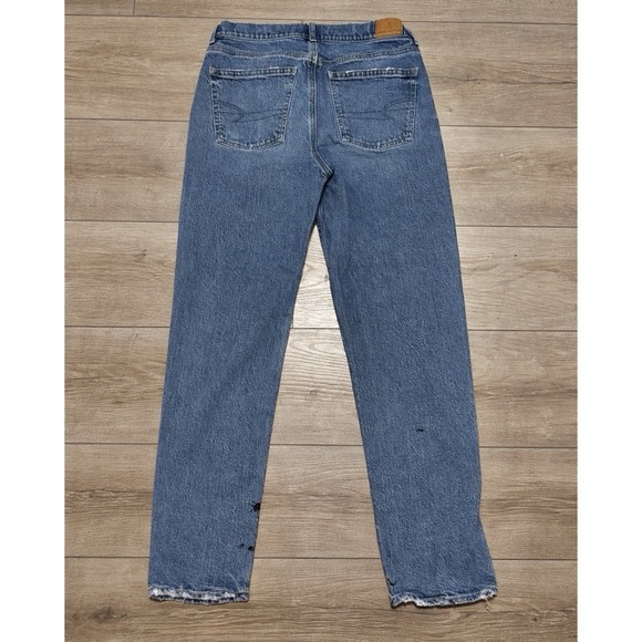 American Eagle Regular Straight Jeans Women Size 8 Medium Wash Distressed - Picture 2 of 7